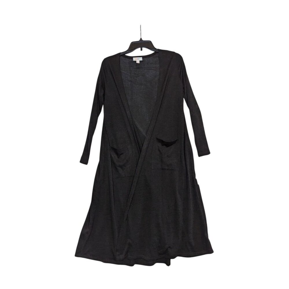 LuLaRoe Sara Black Cardigan Duster Open Front Pockets Womens S